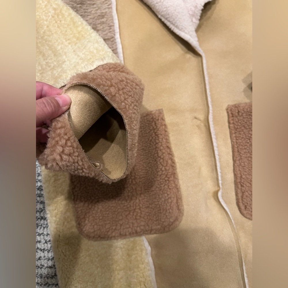 Front‎ Row Shop Patch Teddy Jacket Coat Cozy Western Sherpa - Picture 4 of 10